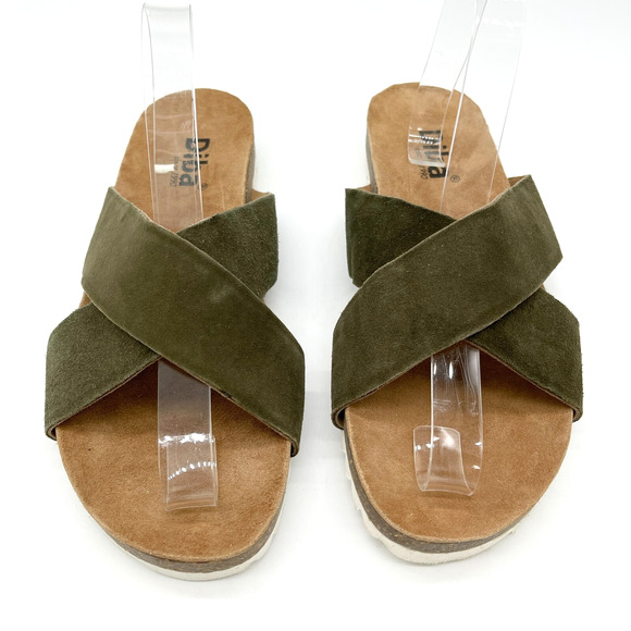 Diba Womens Coyote Slide Sandal Size 9 Olive Suede Leather Open Toe Summer Beach - Picture 2 of 11